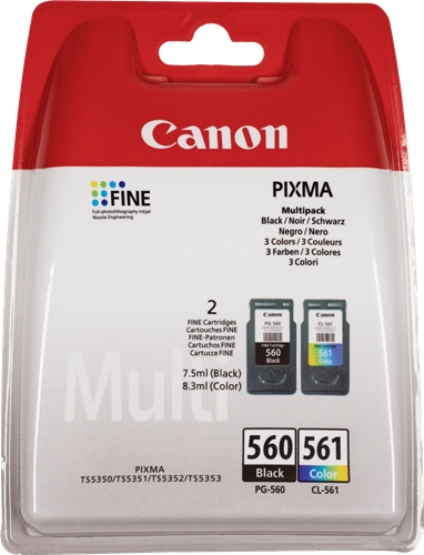 Canon PG560 Negro + CL561 Color Pack de 2 Cartuchos de Tinta Originales - 3713C006