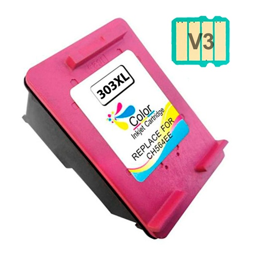 [MT-303XLC] HP 303XL Color Cartucho de Tinta Remanufacturado - Muestra Nivel de Tinta - Reemplaza T6N03AE/T6N01AE